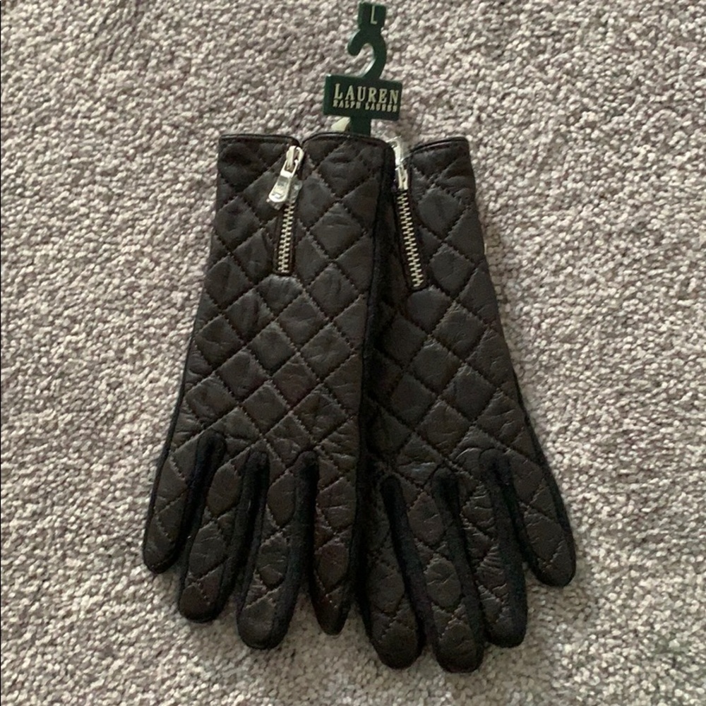 NWT Lauren Ralph Lauren Leather and Wool Gloves